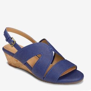 Aerosoles Appreciate Blue Snake Wedge Sandals Size 9 1/2